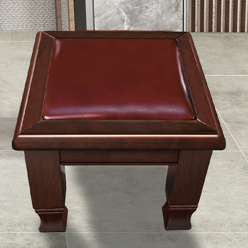 Chinese leather face solid wood short stool set home wood stools Early to teach small bench leather stool Stool Fitness-changing stool Stool Tea stool