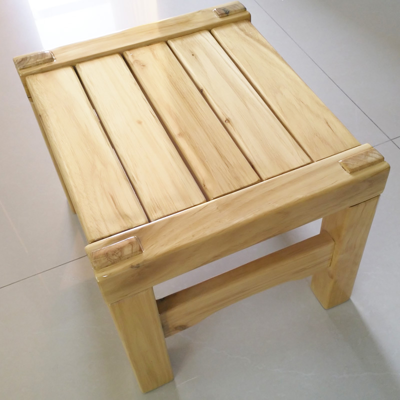 Full solid wood children changing shoes stool white pear wood short stool bedroom home log small bench Chinese style square stool bathroom stool