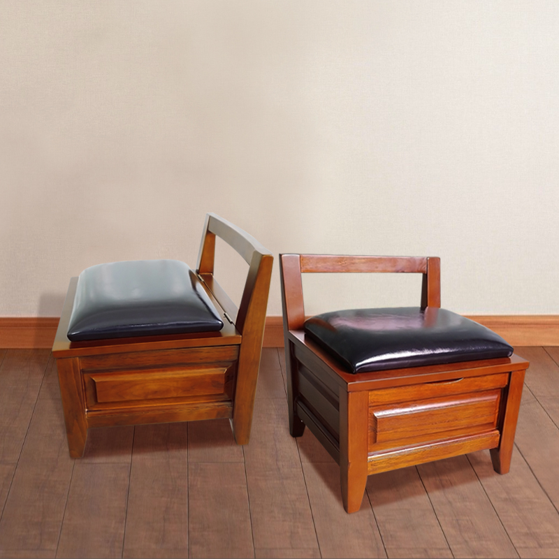 Solid wood storage stool clamshell wall side sponge stool backrest living room small square stool containing soft foreskin changing shoes sofa stool