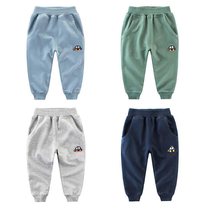 Korean version of the car children's sports pants pure cotton baby feet casual pants Autumn new children's clothing boys pants pants
