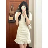 Летний корсет, поясная сумка, платье, юбка, V-образный вырез, рукава фонарики, с акцентом на бедрах