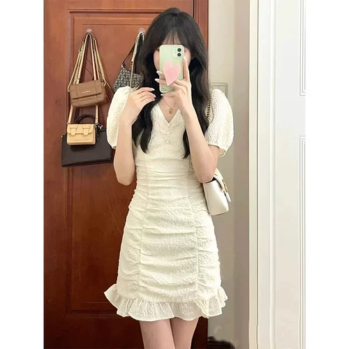 Летний корсет, поясная сумка, платье, юбка, V-образный вырез, рукава фонарики, с акцентом на бедрах