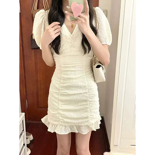 Летний корсет, поясная сумка, платье, юбка, V-образный вырез, рукава фонарики, с акцентом на бедрах