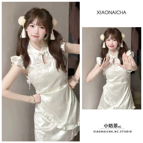 Ципао, платье, корсет, мини-юбка, китайский стиль, подходит для подростков