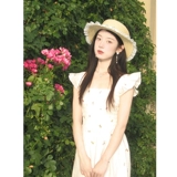 Летнее приталенное платье, корсет, длинная юбка, квадратный вырез, в цветочек, по фигуре, с рукавом