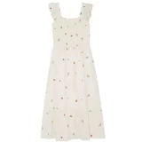 Летнее приталенное платье, корсет, длинная юбка, квадратный вырез, в цветочек, по фигуре, с рукавом