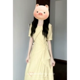 Желтое платье, приталенный корсет, длинная юбка, французский стиль, премиум класс