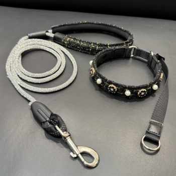 Light Luxury Chanel-Style Dog Collar, P Collar for Small, Medium, and Large Dogs, Neck Strap, P Rope, Pet Diamond Leash