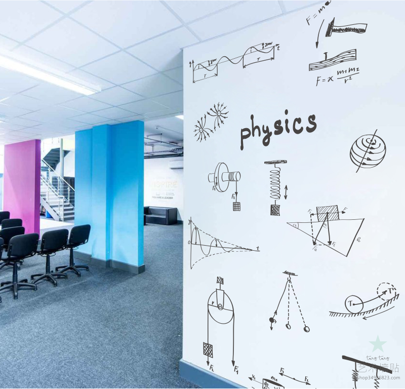 [USD 23.08] Physical formula Laboratory Science wall sticker school