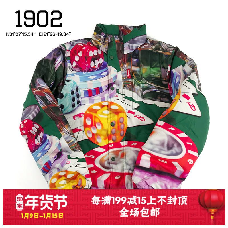 Spot supreme 18fw Casino Down Jacket Casino dice chip Down Jacket Jacket