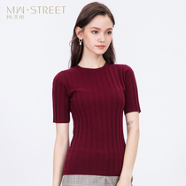 Meiwan Street bottom sweater female slim low collar inside spring and summer cashmere sweater short sleeve sweater thin tide