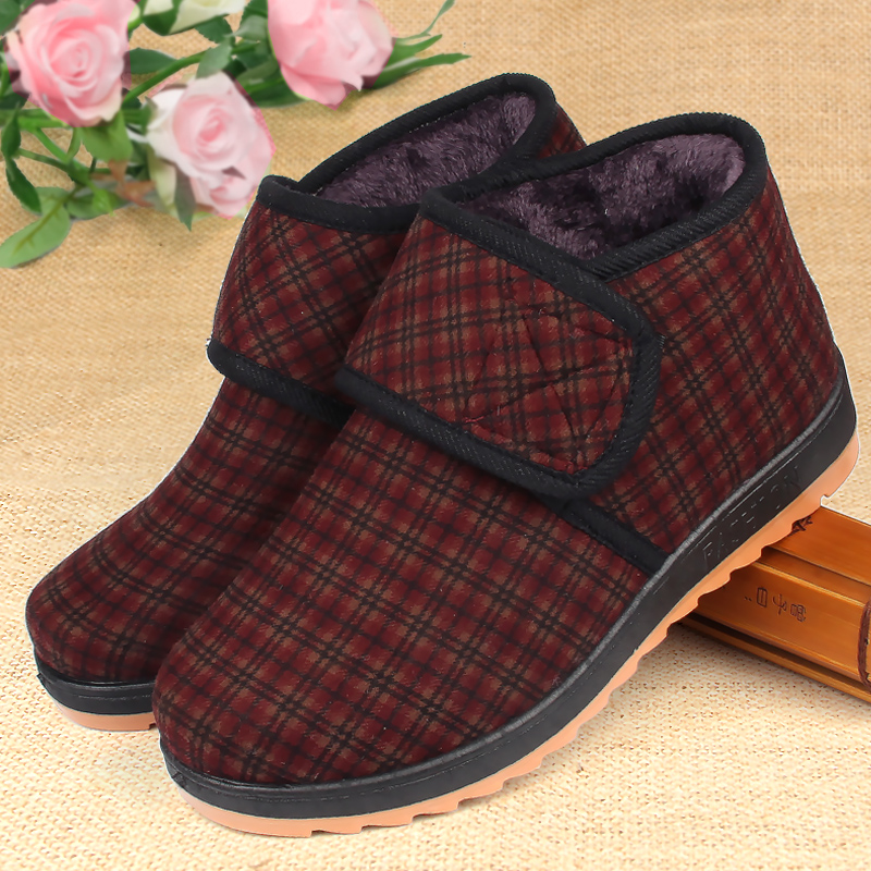 Elderly cotton shoes female plus suede winter old cotton shoes middle aged high help old lady shoes soft bottom non-slip old grandma cotton shoes-Taobao