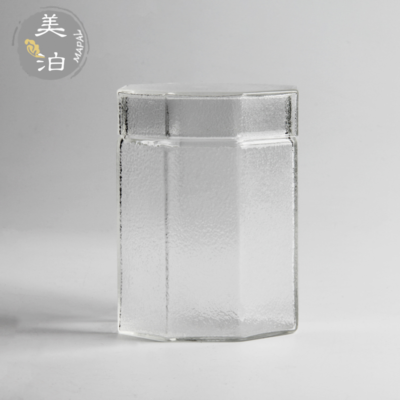Hammered glass tea jar household storage jar small storage jar Kung Fu tea set storage jar flower tea Pu'er tea set