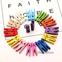 Mini cute cartoon DIY original wood color clip hemp rope Photo Wall photo clip color message note clip