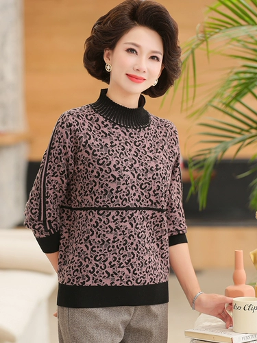 Трикотажный свитер, футболка для матери, для среднего возраста, коллекция 2022, 40-50 лет, осенний