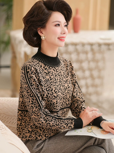 Трикотажный свитер, футболка для матери, для среднего возраста, коллекция 2022, 40-50 лет, осенний