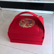 Wedding Big Red bride dowry gold and silver jewelry box put cash wooden box gift box four-piece wooden box
