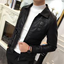  Fur one-piece leather leather jacket mens spring new Korean handsome mens lapel jacket trend slim jacket men
