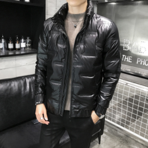  Glossy down jacket mens short 2021 winter new Korean version of the trend handsome men thickened warm explosive jacket
