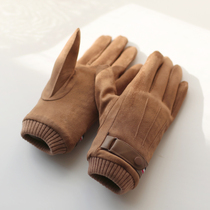 Gloves men winter plus velvet thickened riding outdoor trend suede winter warm and cold mens leather gloves st