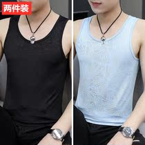 Ice silk vest mens summer thin fashion brand mens trend personality sports outdoor seamless slim sleeveless T-shirt men