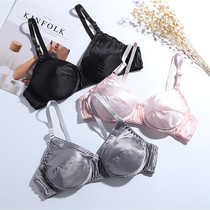 Womens double-sided silk thin sponge bra anti-allergic glossy bras double-row buckle AB Cup silk underwear