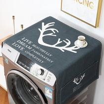 Old deer single door refrigerator waterproof cover cloth Nordic fabric cotton linen washing machine cover towel Bedside table dust cover cloth