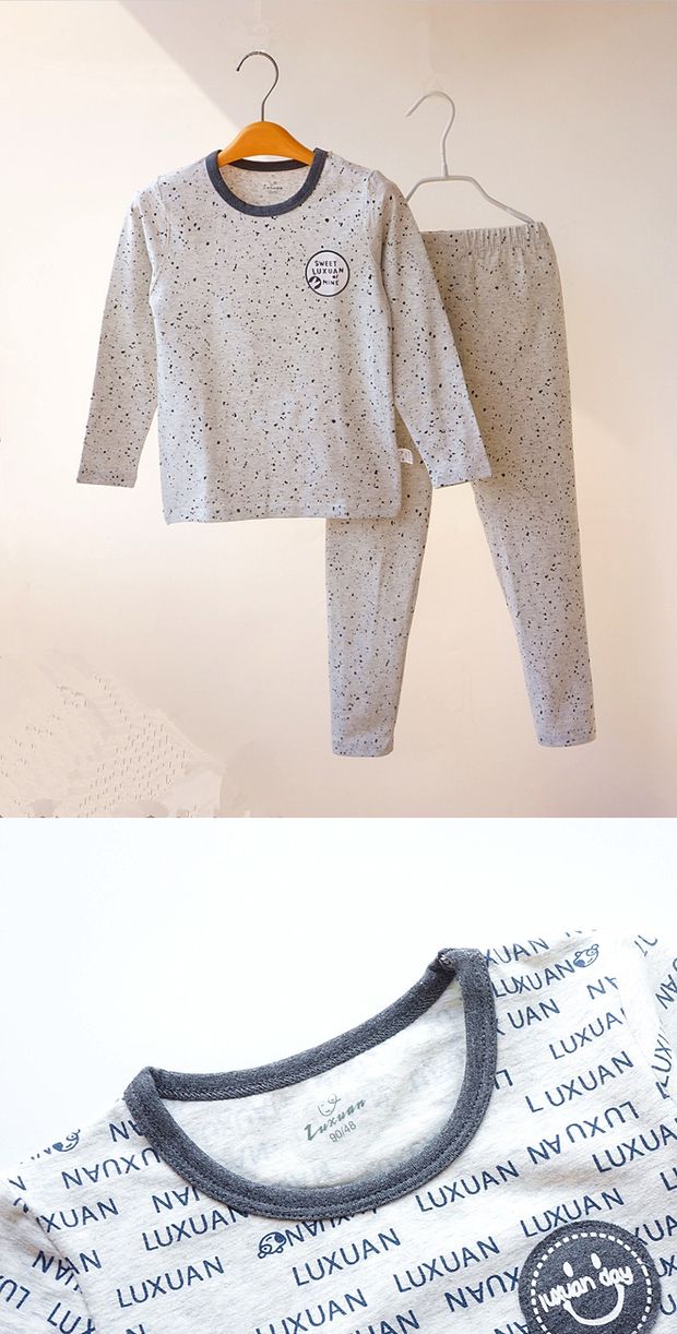 璐 2018 thu đông 2018 Sản phẩm mới Shu cotton Lycra boy bé nhỏ set đồ trẻ em quần áo mùa thu quần áo mặc nhà quần áo bé trai 1 tuổi