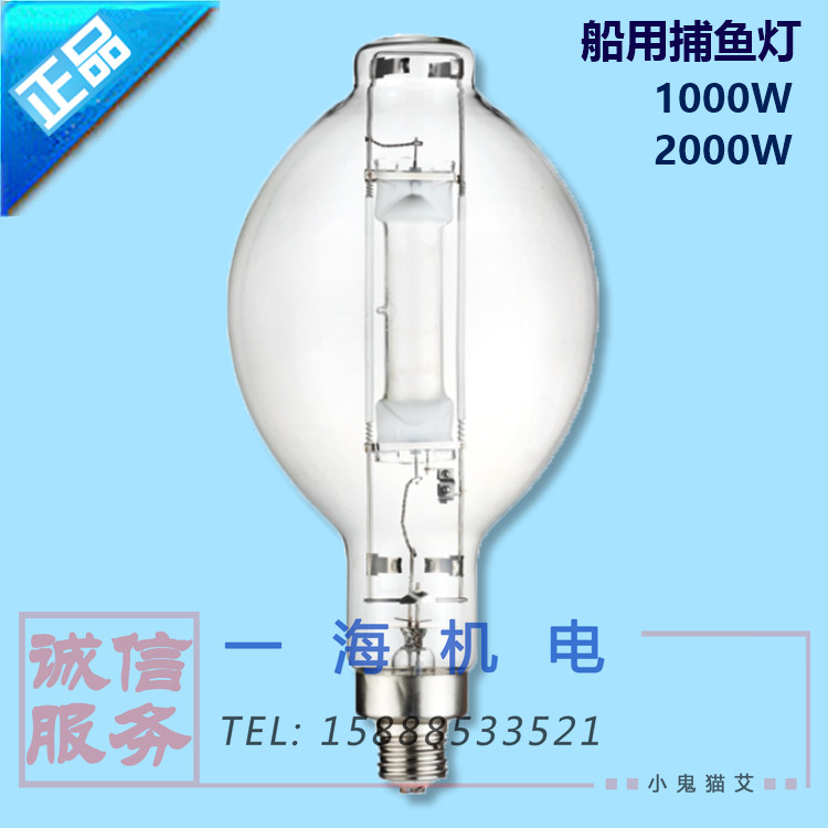 Marine fishing lamp air bulb 1000W2000 W high power high - power light collection fish lamp white green light