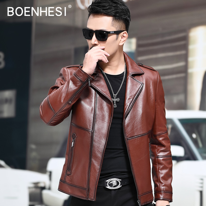 New Hainen genuine leather leather clothing headliner Bull Leather Locomotive Clothing Leather sashimi jacket Spring and autumn clothing Monolayer Leather outer cover WB8803