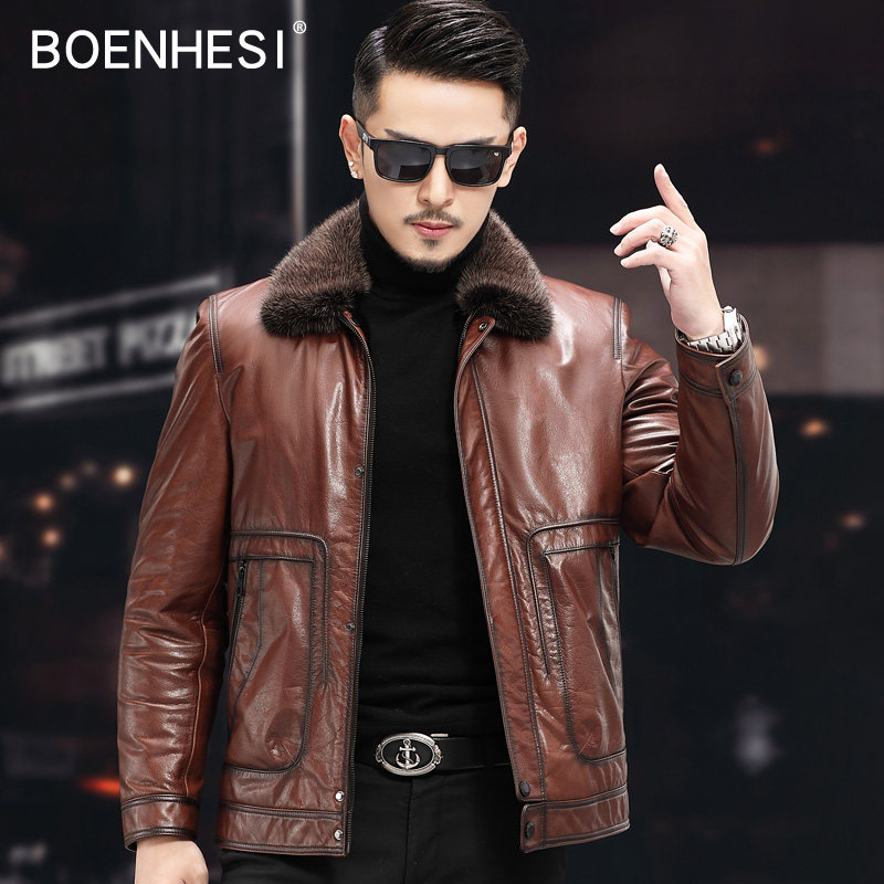 Henning genuine leather leather clothes men's clothing short mink leather whole mink leather jacket turtskin leather jacket turtskin hewy coat for winter clothing
