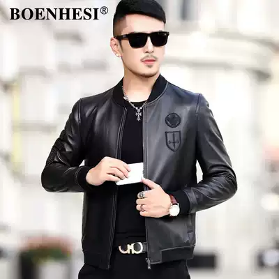 Haining leather leather clothing men's sheep leather baseball clothing short casual jacket Spring and Autumn wear thin JJ17319