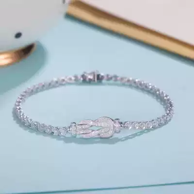 Junhuang jewelry 18K white gold full of diamond hands, double eight groups of diamond hands, female rose horseshoe hands