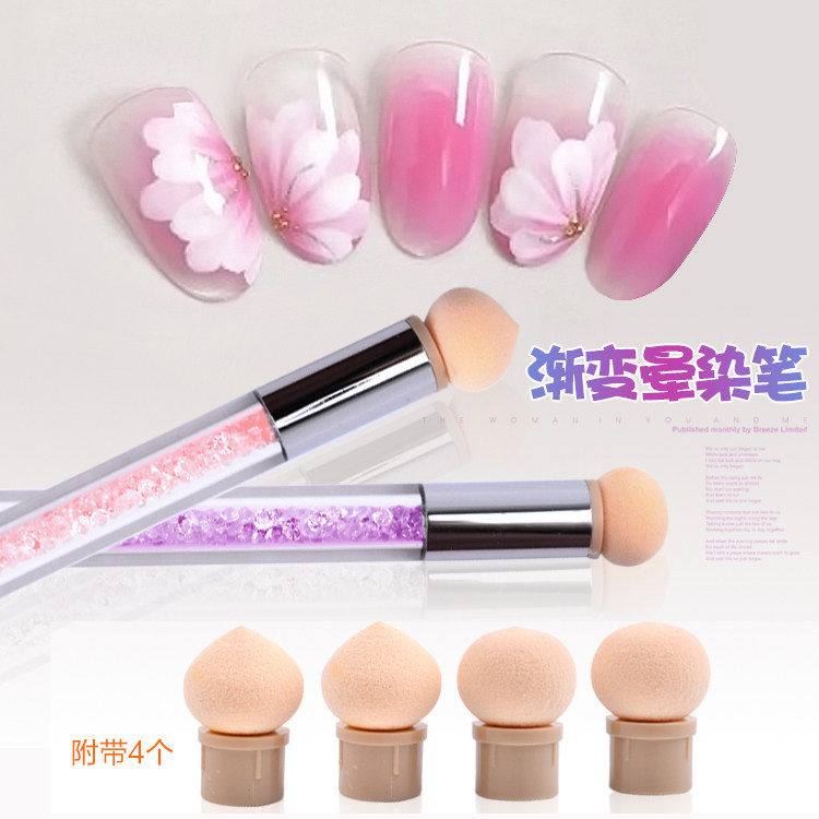 Nail - dye Pen Double - headed Sponge Disease Diamond Sponge Node Color Pen DIY Gradual Nail Tool