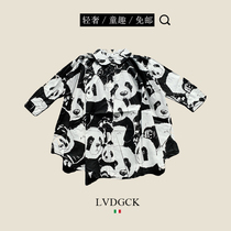 Girls dress autumn 2021 new LVDGCK Italian cartoon panda childrens shirt large skirt