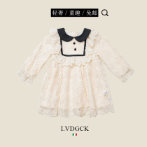 Vitality girl@Girl lace lace dress (LVDGCK)Italian spring Foreign style childrens clothing princess dress