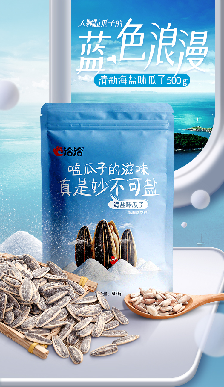 洽洽 清新海盐味 葵花籽瓜子 500g*2件 双重优惠折后￥23.9包邮