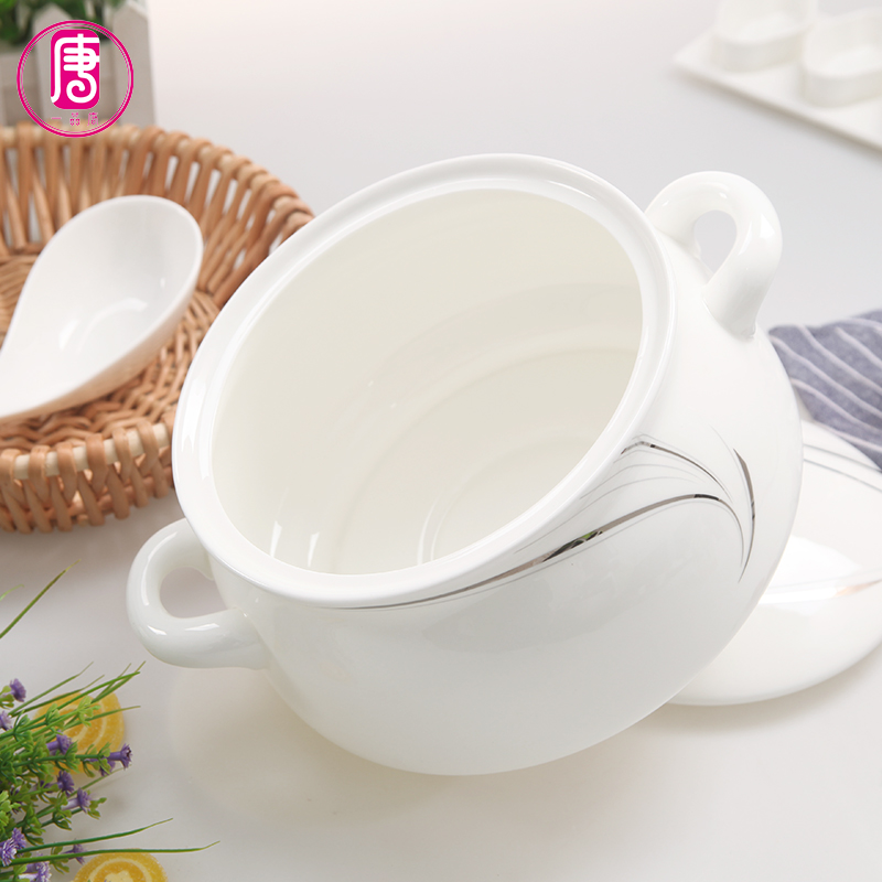 Yipin tang home soup pot ipads porcelain palace in clay pot soup tureen tableware ceramics large capacity boiler bowl basin ears