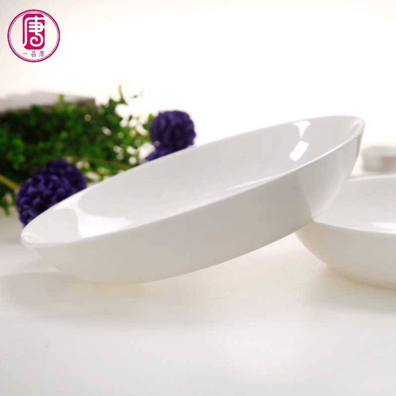 Yipin tang home dish 9 inches white porcelain ipads porcelain ceramic large deep dish soup plate European - style pure white plate