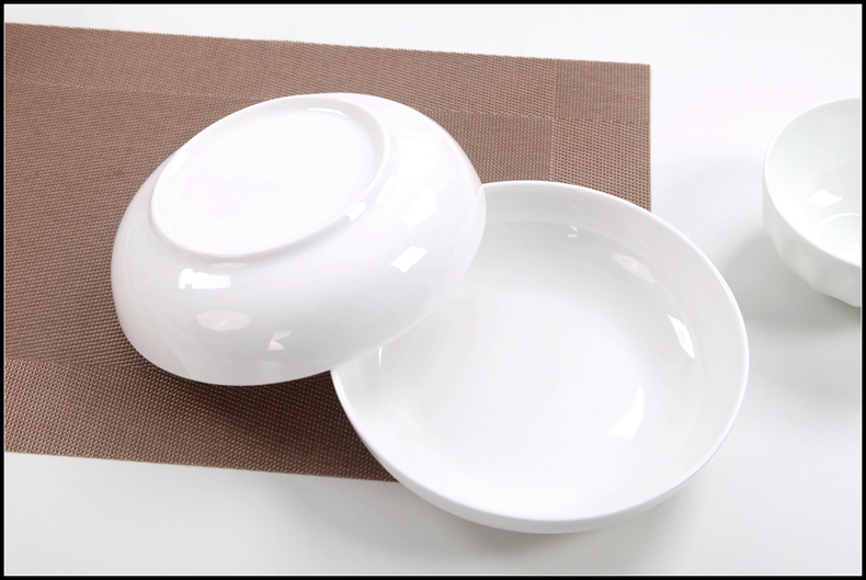 Ipads porcelain ceramic soup deep dish dish of capacity of pure white rice home dish dish nest side dish Japanese plate plate