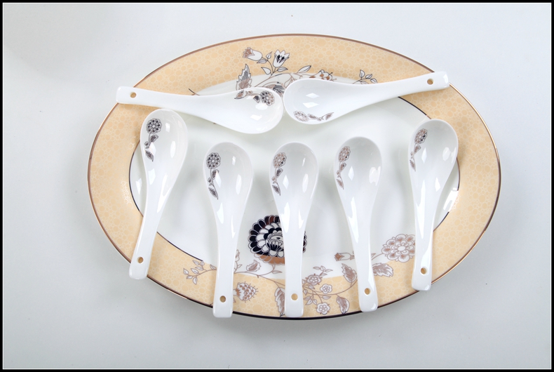 Yipin Tang Jiayong eat small spoon, ceramic spoon ladle western porcelain rice porridge spoon, run the children small piece