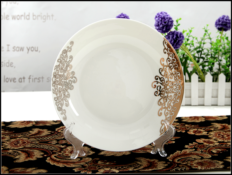 Tangshan ipads porcelain ceramic plate plate up phnom penh 7.5 inch 8 inch FanPan food dish soup plate deep dish