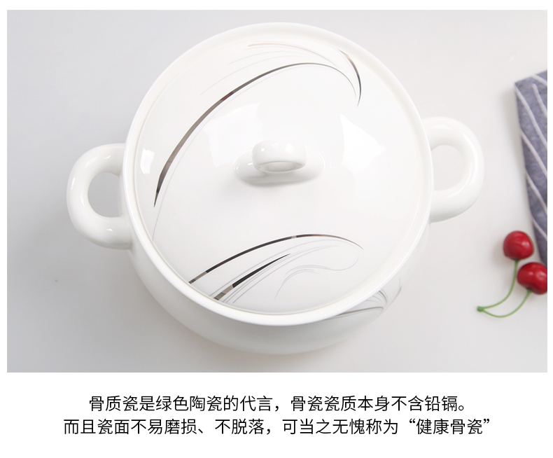 Yipin tang home soup pot ipads porcelain palace in clay pot soup tureen tableware ceramics large capacity boiler bowl basin ears