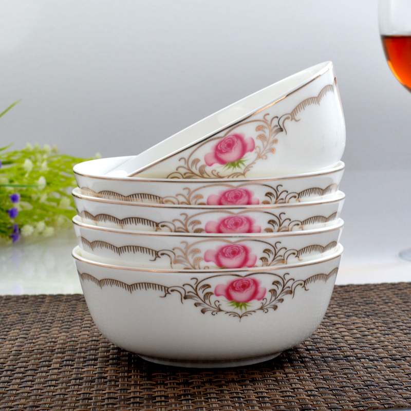 Rice bowls of household ipads bowls 5 inches 10 creative only eat bread and butter of tangshan ceramic bowl ipads porcelain tableware suit to use