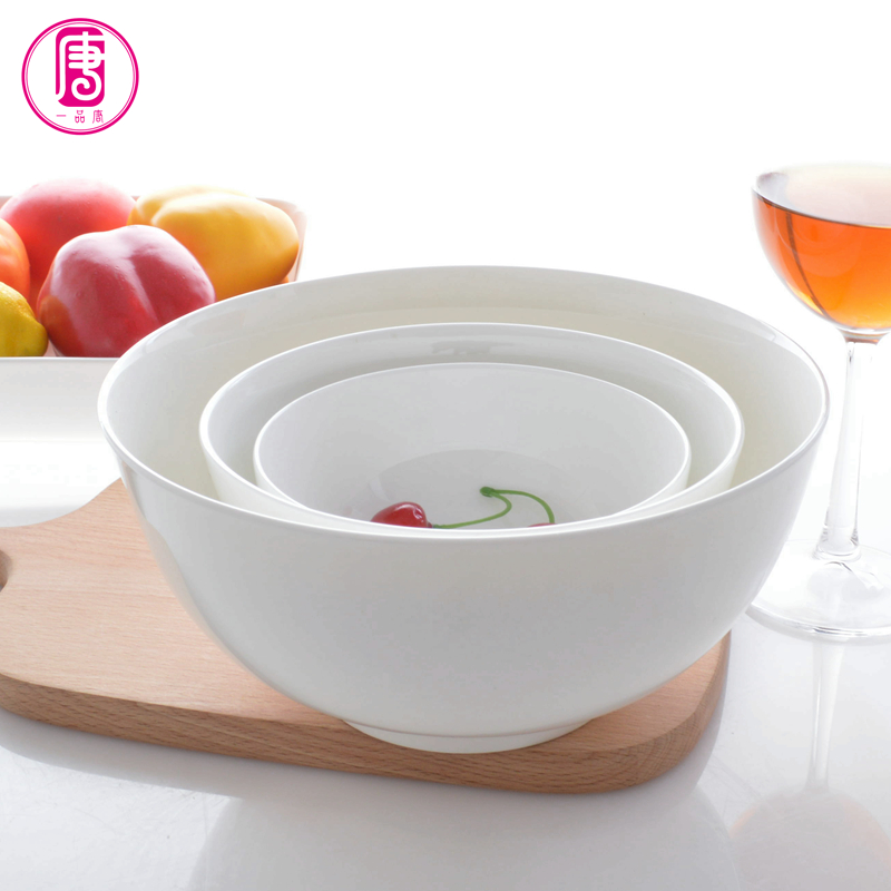 Pure white ipads porcelain bowl rainbow such as bowl soup bowl 4.5 "6" 8 "household ceramic bowl of soup basin of microwave