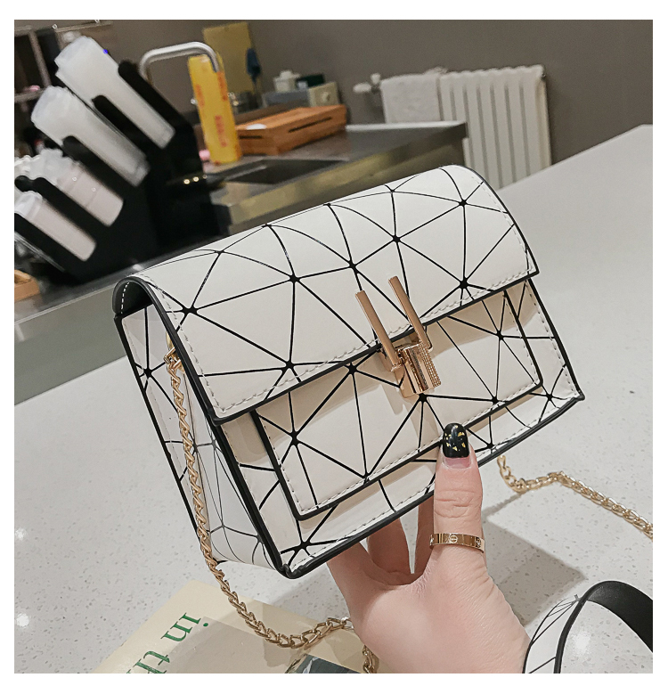 Bolso Pequeño De Verano Para Mujer 2020 Nuevo Bolso De Hombro Estilo Hong Kong Que Combina Con Todo, Bolso Oblicuo Estilo Coreano, Elegante Bolso Cuadrado Pequeño Con Costura Láser display picture 37