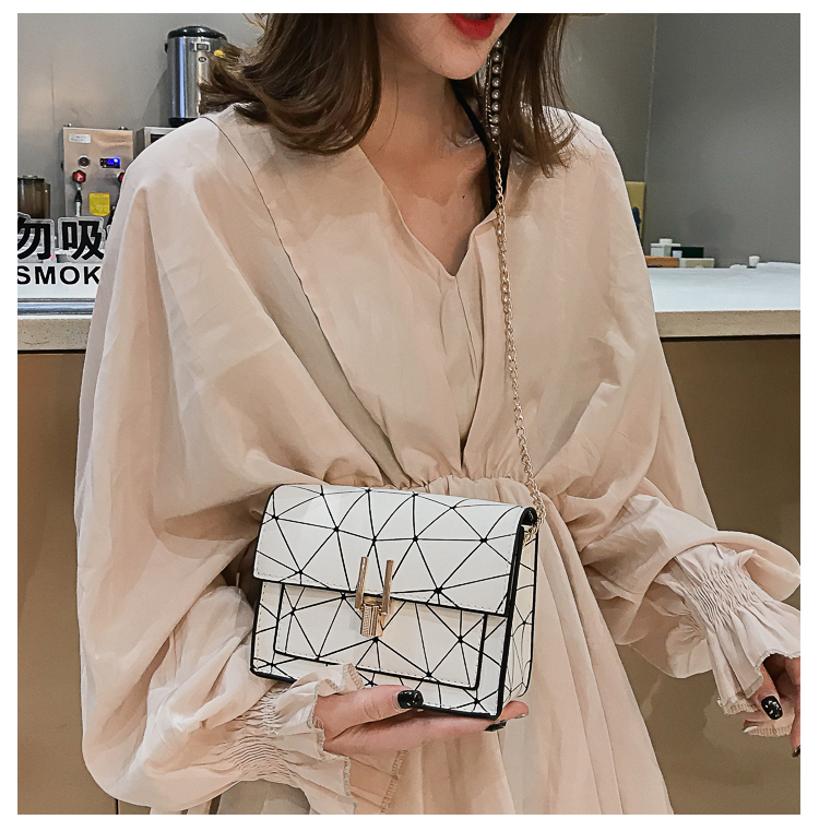 Bolso Pequeño De Verano Para Mujer 2020 Nuevo Bolso De Hombro Estilo Hong Kong Que Combina Con Todo, Bolso Oblicuo Estilo Coreano, Elegante Bolso Cuadrado Pequeño Con Costura Láser display picture 46