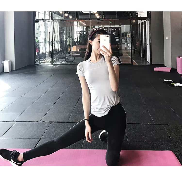 Super Anne Solid Color Nhanh khô Áo thun nữ Side Hollow Thể thao thoáng khí Tay áo ngắn Chạy Yoga Fitness Top áo polo thể thao nam