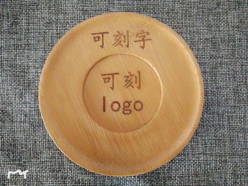 Solid bamboo coaster custom laser engraving logo custom tea ceremony creative bamboo cup holder tea pad wooden tea holder Japanese style