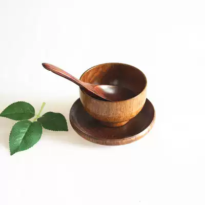 Japanese tableware Raw lacquer jujube wood bowl Environmental protection children's baby special rice bowl Large wooden bowl creative soup bowl woodware